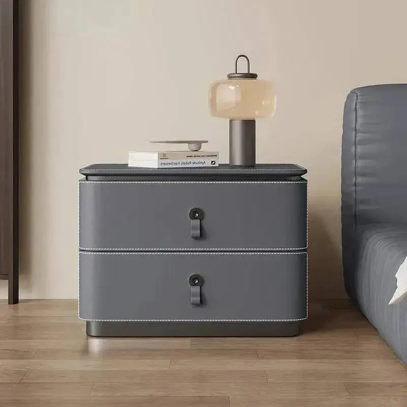 Criado-Mudo Moderno e Exquisito: Mesa de Cabeceira Nórdica com Armazenamento, Estilo Italiano Moderno e Elegante, Móvel para Sala de Estar