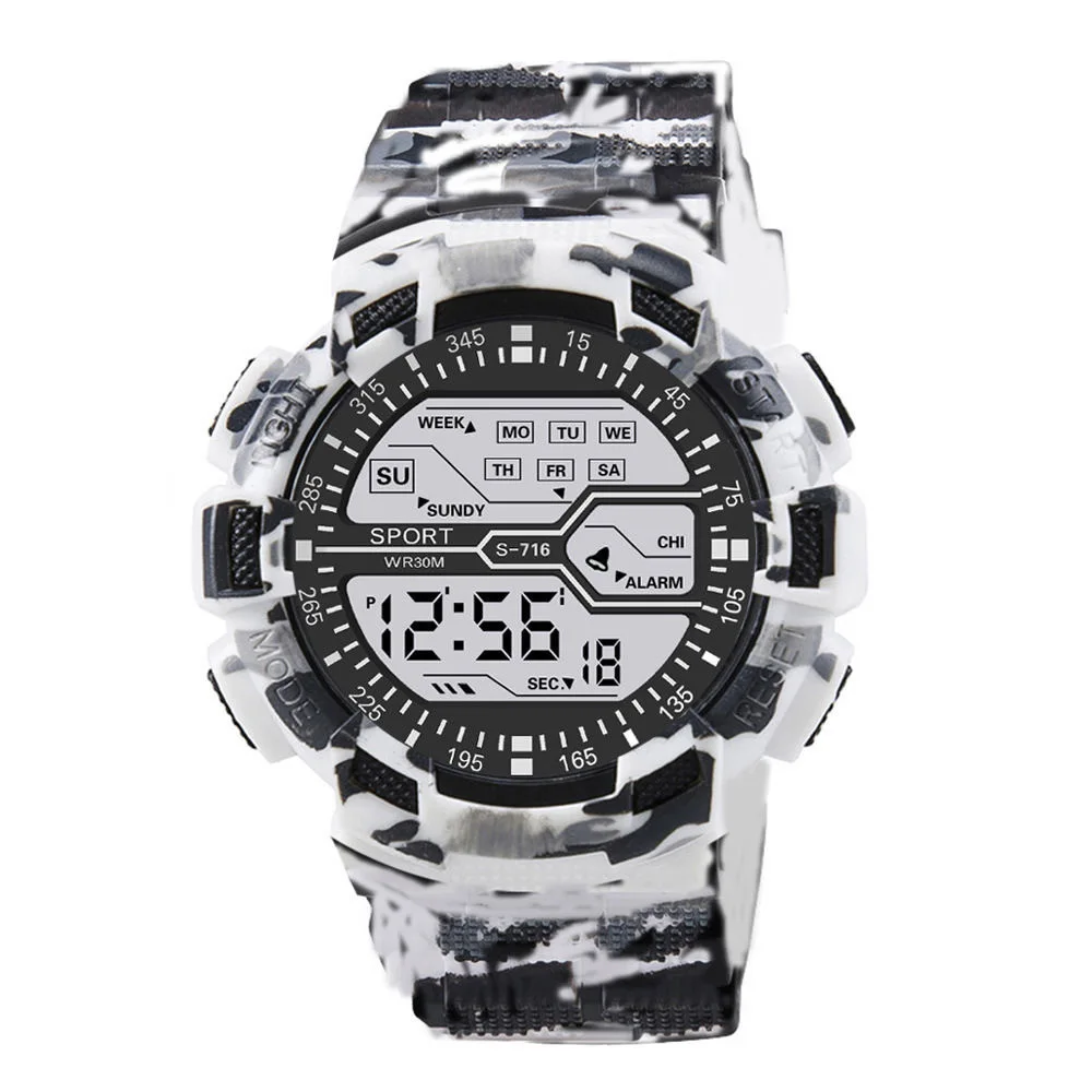 YIKAZE Men's Sports Watch Outdoor Multifunction Man Sport Watch Waterproof Luminous Male Digital Clock Electronic Wristwatch