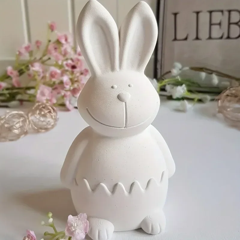 2026 New model Advanced 1pcs Latest Easter Eggshell Rabbit Silicone Mold Resin Gypsum Craft Mold Home Desktop Festival Decor