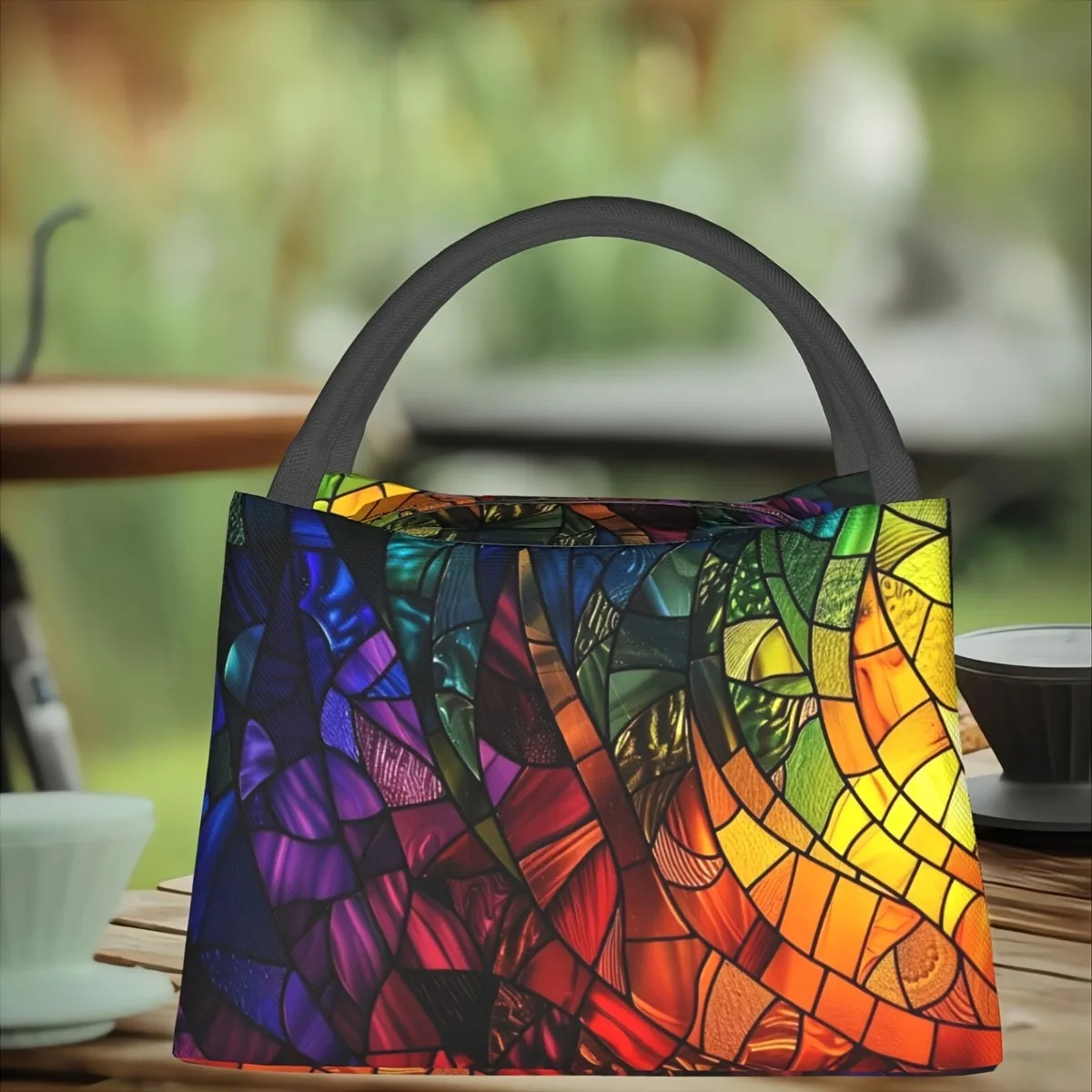 

Colorful Stained Glass-Inspired Insulated Lunch Bag - Leakproof & Reusable Thermal Tote With A Must-have For Camping