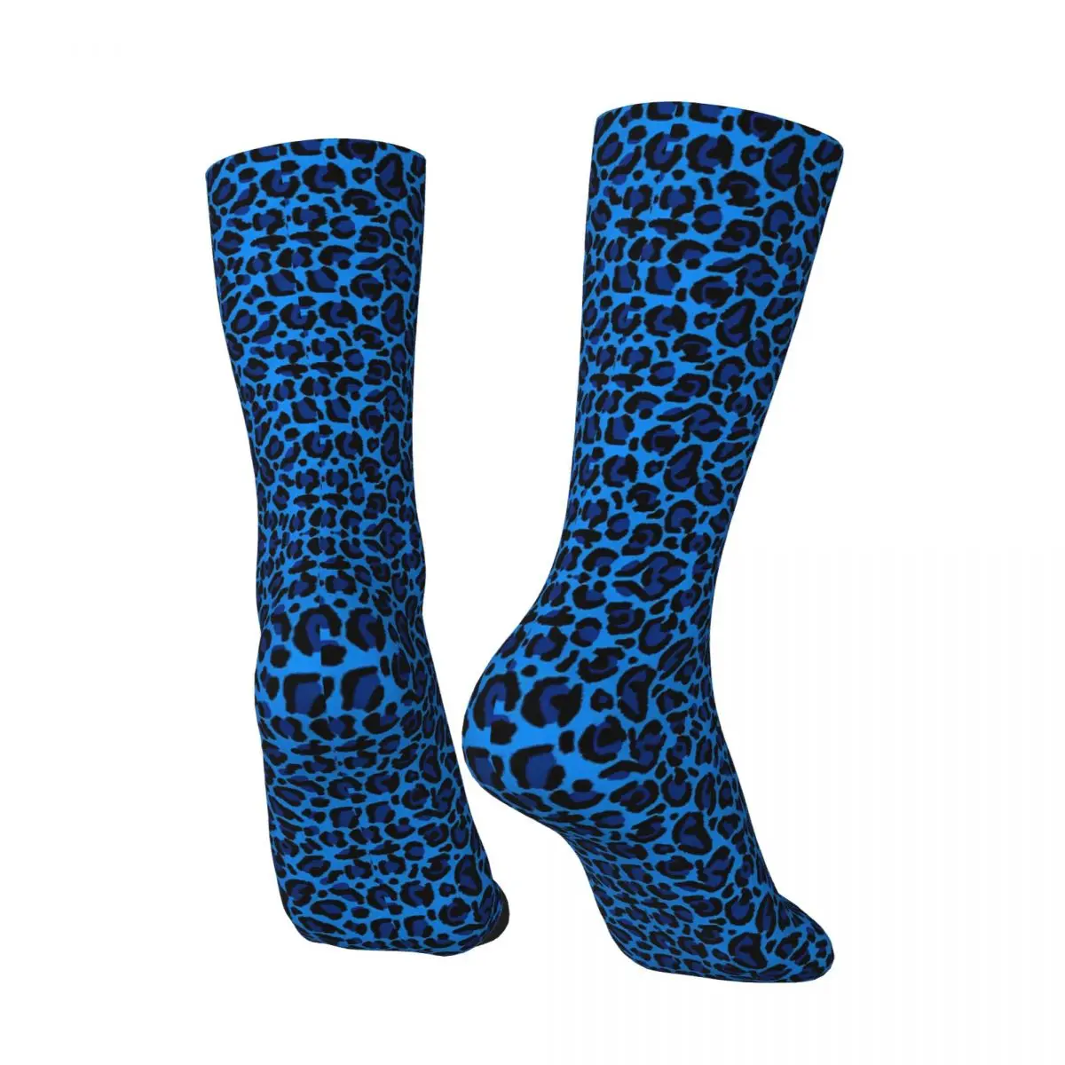 Blue Y2K Aesthetic Leopard Print Stockings Design Retro Socks Autumn Anti Sweat Socks Couple Climbing Warm Soft Socks