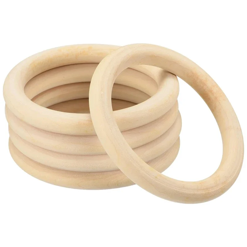 

2pcs 90mm Natural Wood Rings, Unfinished Blank Macrame Ring Wooden Circle for DIY Craft Painting Pendant Connectors Home Decor