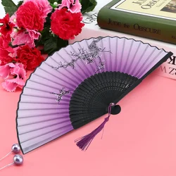 Folding Hand Fan Wedding Party Gift Dance Props Home Office Decoration (Purple)