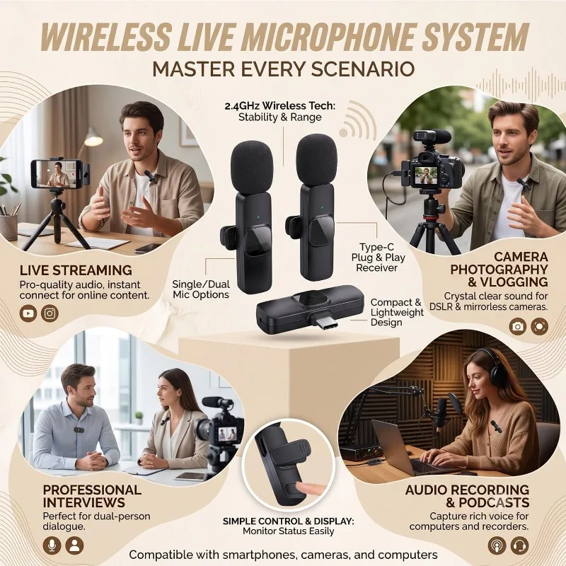 Noise Wireless Lavalier Microphone Mini Portable Noise Reduction Mic Live Broadcast Gaming Audio Video Recording For Iphone Android - Aliexpress Deal