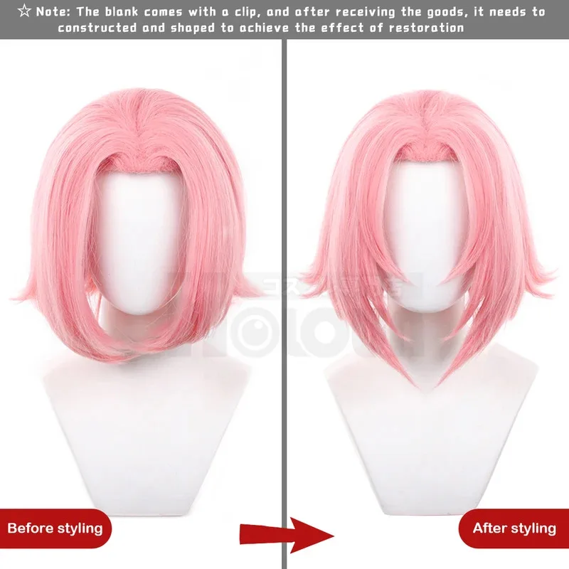HOLOUN Anime Haruno Sakura Cosplay Wig Rose Net Synthetic Fiber Adjustable Size Heat Resistant Cap Christmas