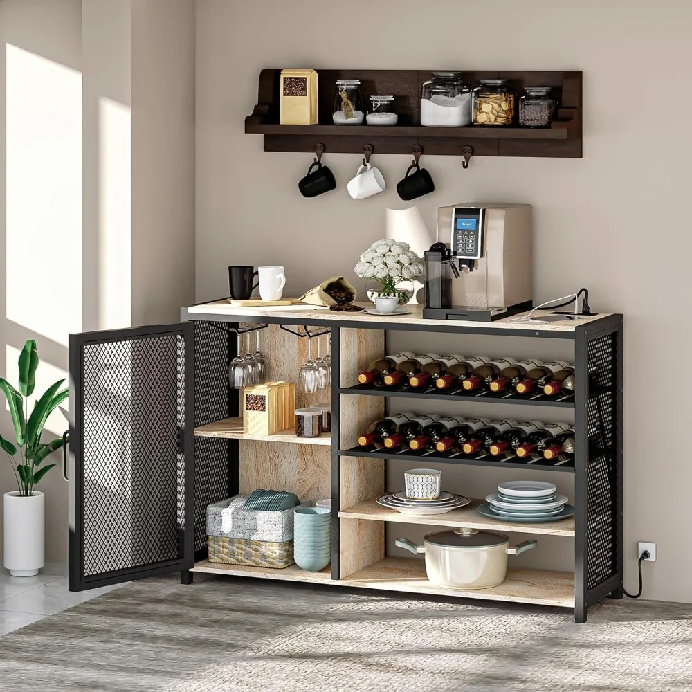 Armário Home do vinho do canto com Power Outlet, LED RGB