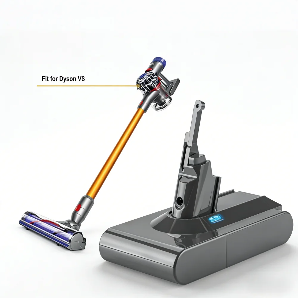 

Аккумулятор 21.6V 6000mAh для Dyson V8, совместимый с моделями Dyson Absolute/Fluffy/Animal, литий-ионный, перезаряжаемый.