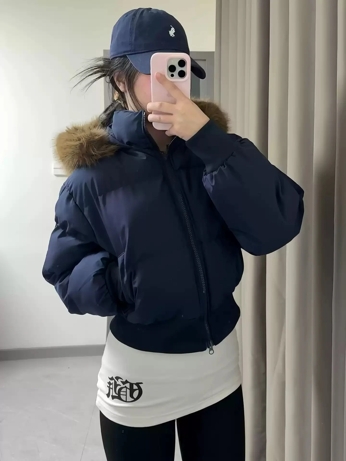 معطف نسائي من American Sle Retro Winter Cotton Jaet بياقة من الفرو الصناعي وغطاء للرأس للتخسيس معطف من ألياف البوليستر