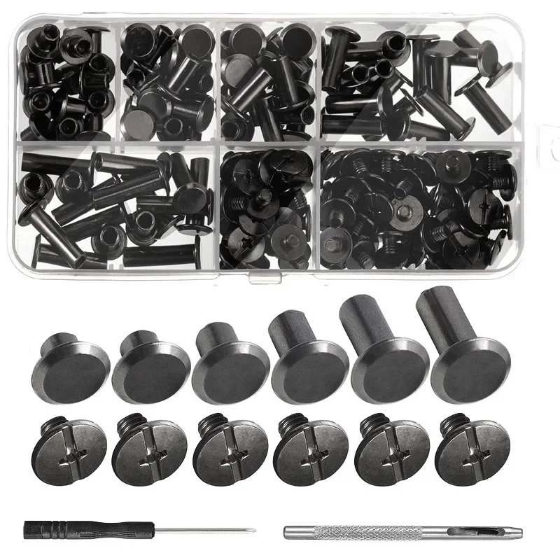 

110 шт., заклепки для одежды, плоские винты для ремня, гвоздь с инструментами, сделай сам, кожа, металл, ремесленные книги, винт, гвозди для переплета книг