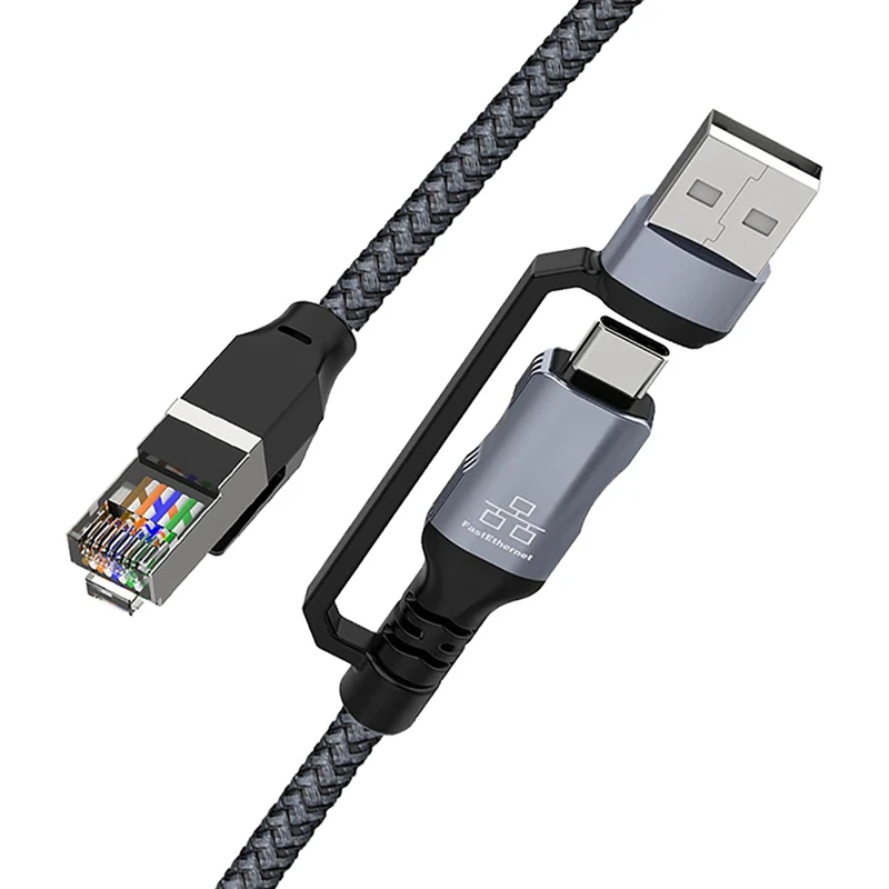 USB A USB C to RJ45 100Mbps Ethernet Adapter USB A USB C to RJ45 100Mbps Ethernet Cable Hot Sale in Stock