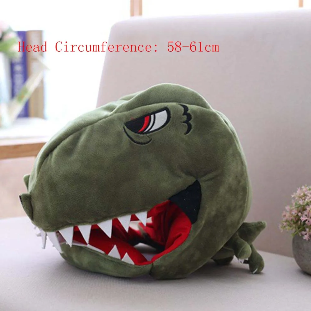 Cute Dinosaur Head Hat Cosplay Headgear Plush Dinosaur Hats Holiday Cosplay Costume Funny Cute Pros Hat