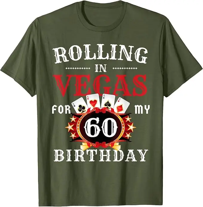 Rolling in Vegas für meine 60. Geburtstagsfeier in Las Vegas T-Shirt Y2k Lustiges Geburtstagsparty-Casino in Las Vegas für Männer Spruch-T-Shirt – Detail 10