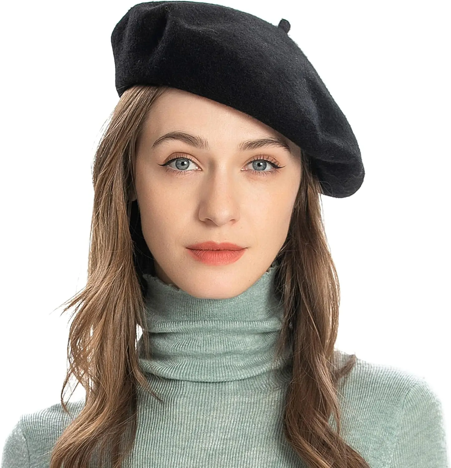 Classic French Style Warm Berets Solid Color Large Knitted Beret Elegant Painter Cap Elastic Tam Hats For Women Autumn & Winter