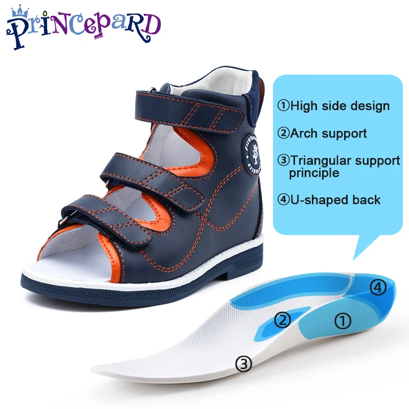 Kids Orthopedic Sandals Princepard Boys Corrective Shoes Children Flatfeet Footwear for Clubfoot Toe Walking Arch Support