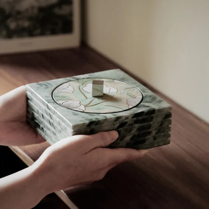 

Natural Marble Jewelry Box Organizer Vintage Candy Jar Decorative Ring Earring Trinket Storage Container with Lid