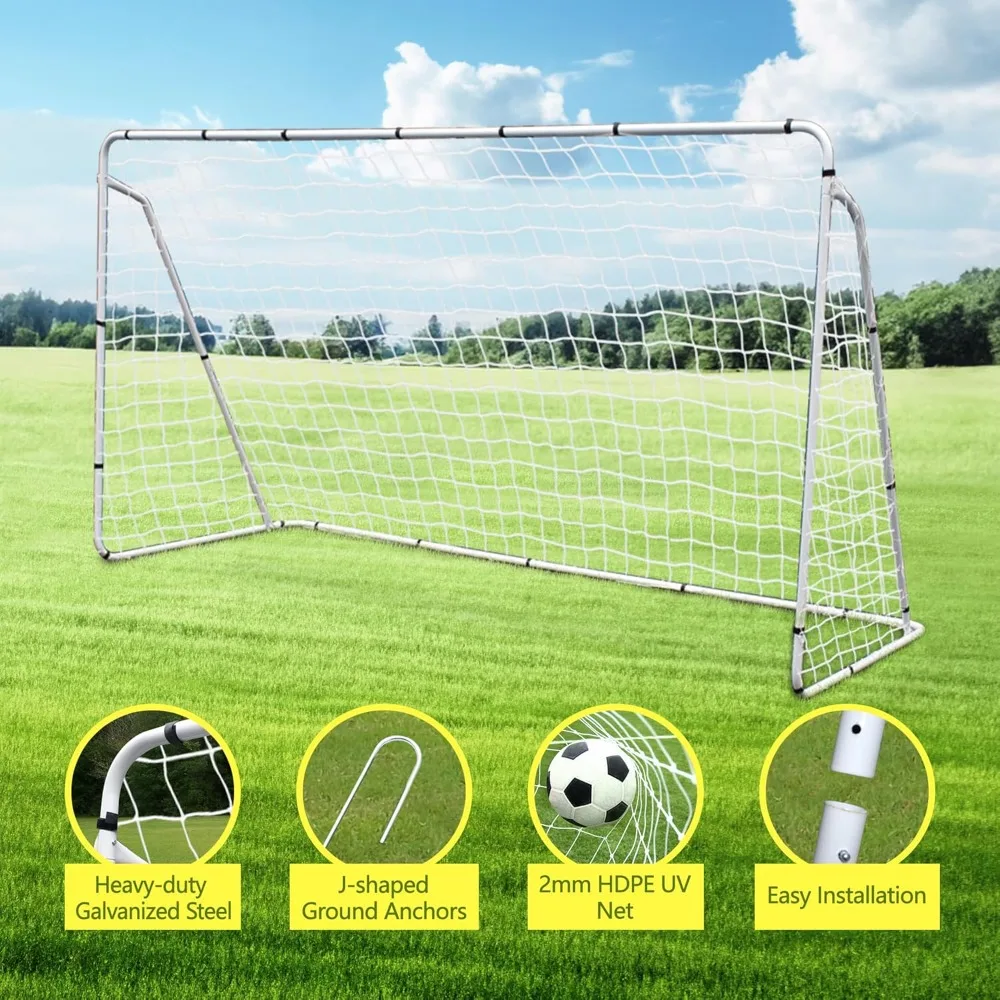 Stakes Waterproof for Backyard Training Kids Adults Portable 12x6 FT Soccer Goal Steel Frame with Carry Bag Ground