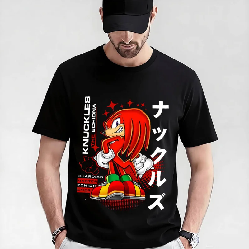 

Knuckles The Echidna 0319 Sonic The Hedgehog Shadow Gift t shirt for Anime lover Cartoon Graphic Tee Y2K clothes Large size Tops