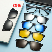 6 In 1 Spectacle Frame Men Women With 5 PCS Clip On Polarized Sunglasses Magnetic Glasses Male Computer Optical 2268