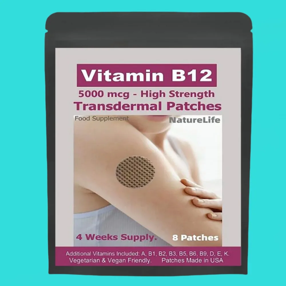 Vitamin B12-5000mcg ( Strength) Plus Additional Vitamins - Transdermal Patches. Patches Made In Usa. 8 Weeks Supply.