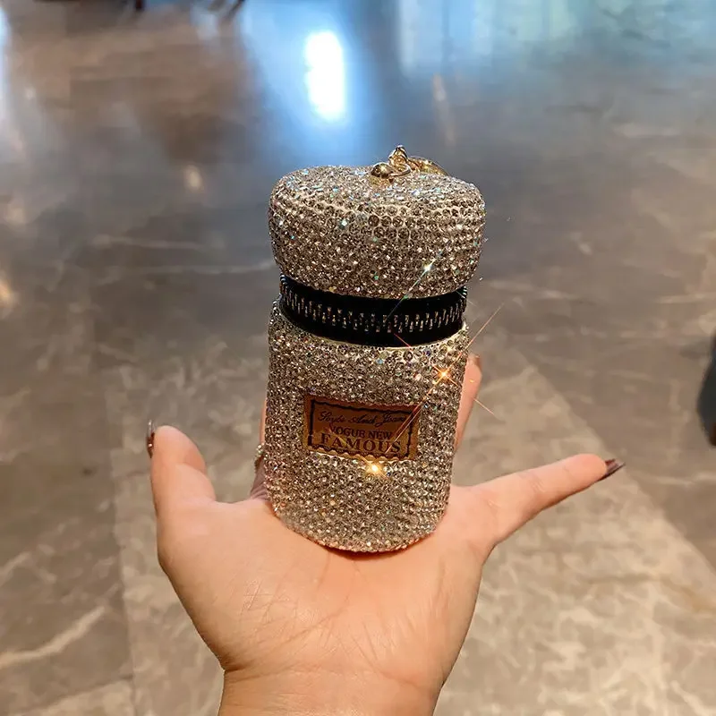 Diamond Inlaid Cylindrical Bag Red Envelope Water Diamond Luxury Mini Cylinder Storage Multifunctional Bag Accessories Wholesale