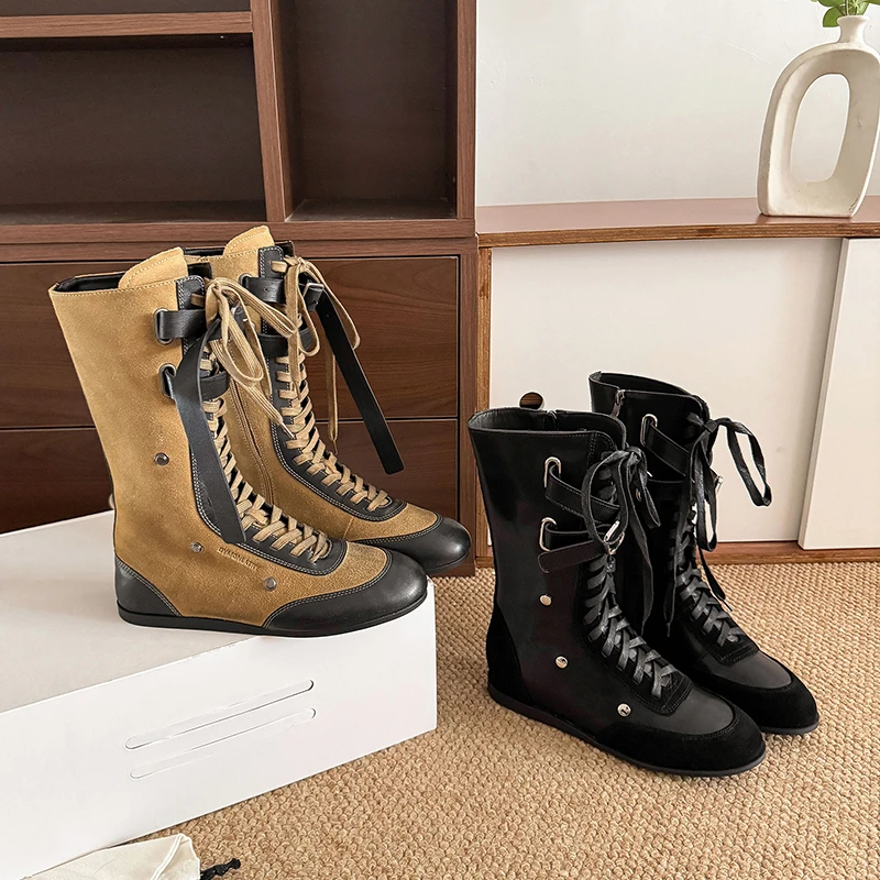 

Женские осенние ботинки в западном стиле в стиле ретро, новинка осени 2021, спортивные тренировочные ботинки на шнуровке