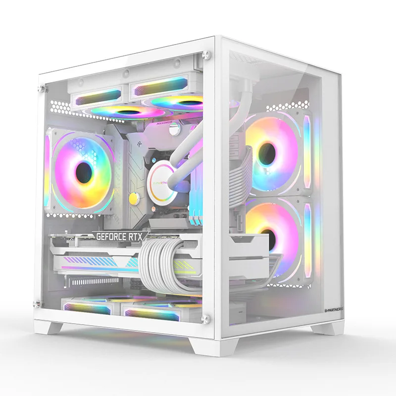 Desktop computer sea view room host chassis desktop mini panoramic side through e-sports water cooling game chassis