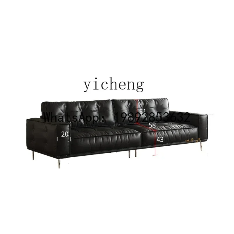 

b2 Chinese Style Sofa French Vintage Clouds Genuine Leather L-Shaped Black Sofa Living Room Furniture
