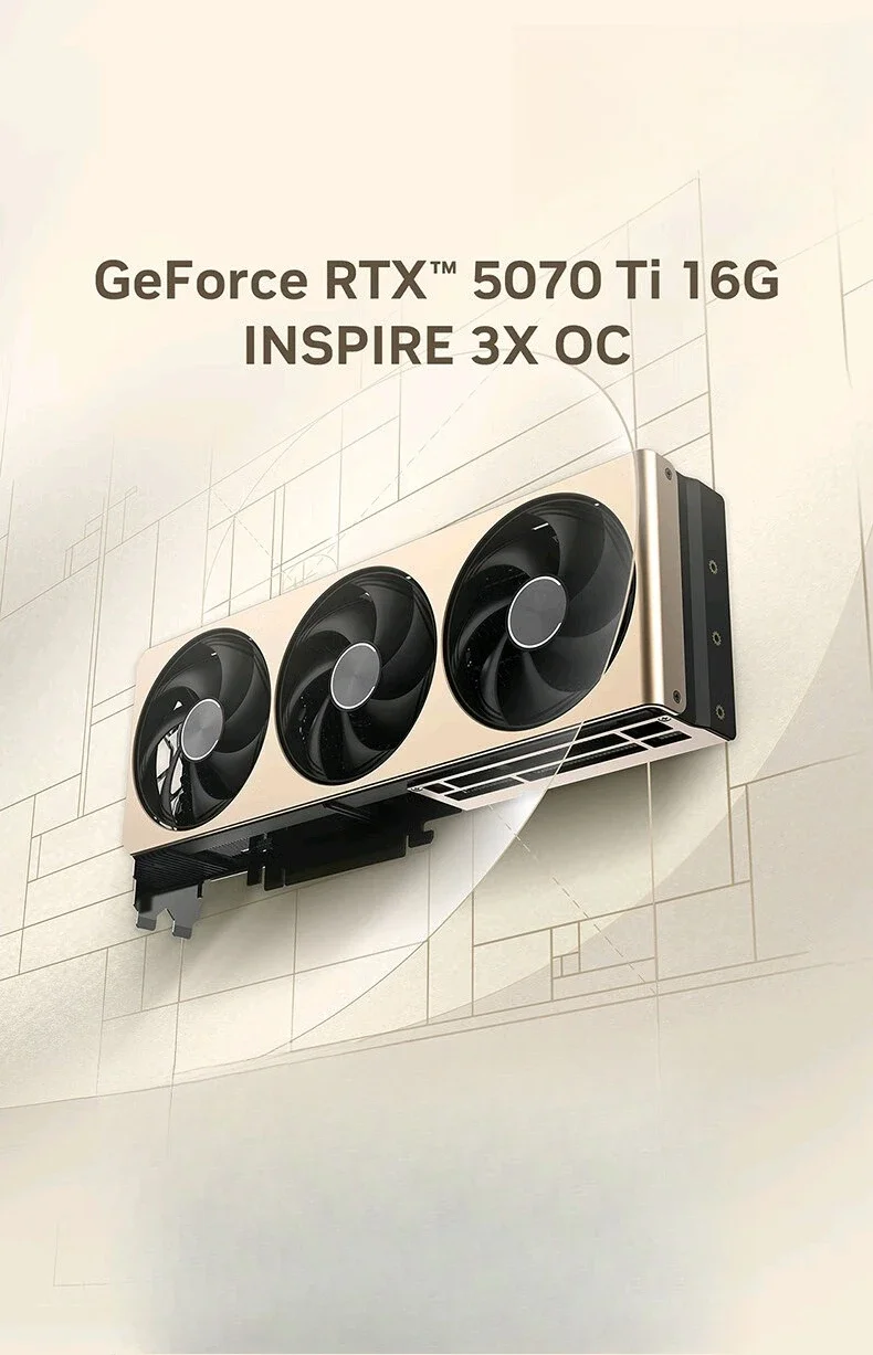 بطاقة رسومات الألعاب GeForce RTX 5070 Ti 16G INSPIRE 3X OC