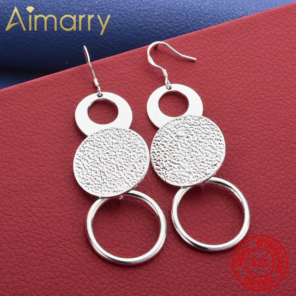 

Hot 925 Sterling Silver Triple Round Drop Earring Fashion Woman Retro Frosted Circle Earrings Gifts And Daily Wear