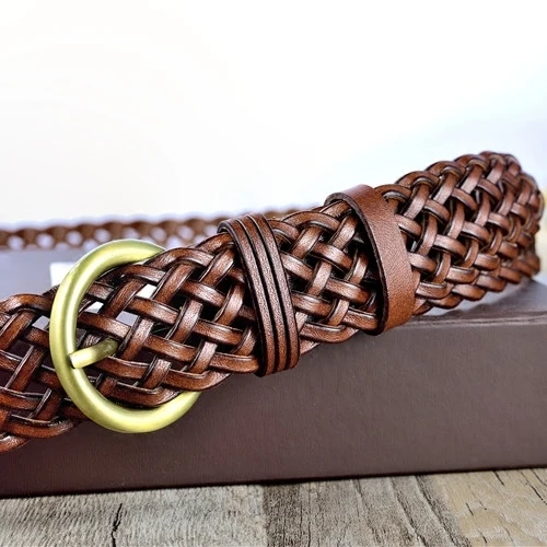 Korean Style Unisex Student Woven Belt Wide Fashionable Versatile Braided Waist Belt Retro Trendy Girls Boys Youth All Ages
