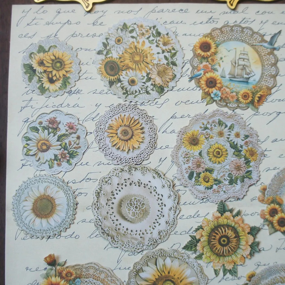 

15pcs Embroidered Handkerchief Style Hard Paper Sticker Scrapbooking DIY Gift Label Decoration Tag