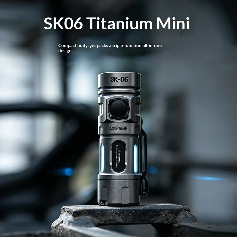 LOOP GEAR SK06 Titanium Mini EDC Flashlight, 18350 Multi Light Source RGB Ambient Light Portable Flashlight for Outdoor Camping