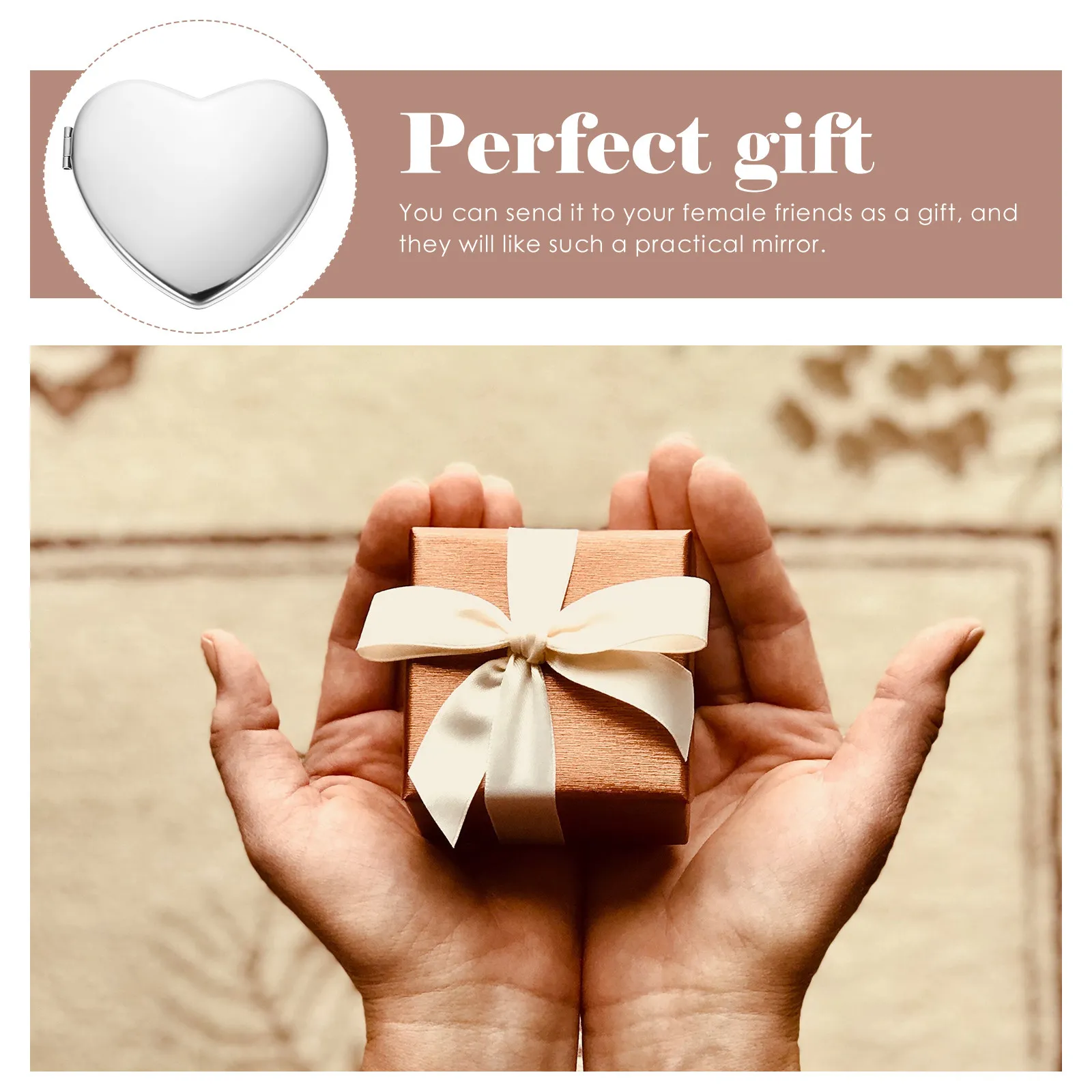 Compact Double-Sided Heart Shaped Makeup Mirror Lightweight Pocket Size Travel Friendly Vanity Mirror for Women Lipstick Check
