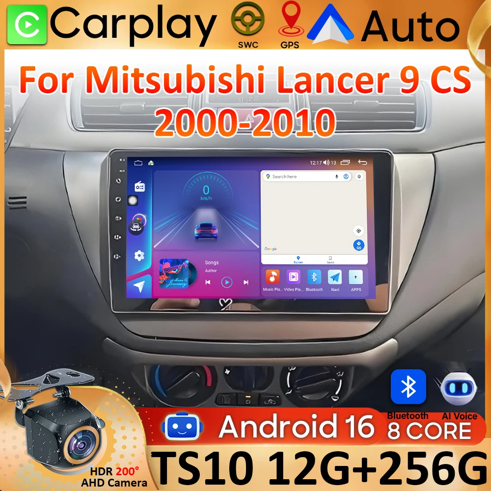 Carplay For Mitsubishi Lancer 9 CS 2000-2010 Android 16 Video Screen Car Radio GPS Navigation Car Monitor 5G Wifi DSP DVD 2k GPS