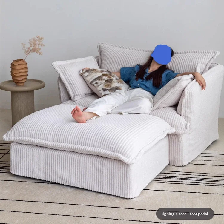 #Corduroy Fabric Modern Minimalist Wabi-Sabi Single Seat Sponge Sofa Removable Washable Cover for Apartment Villa Basement Livin