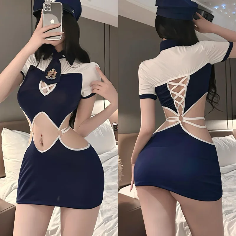 

Erotic lingerie Pure desire female police officer navy role-playing csplay uniform temptation bag buttocks skirt cosplay sexy