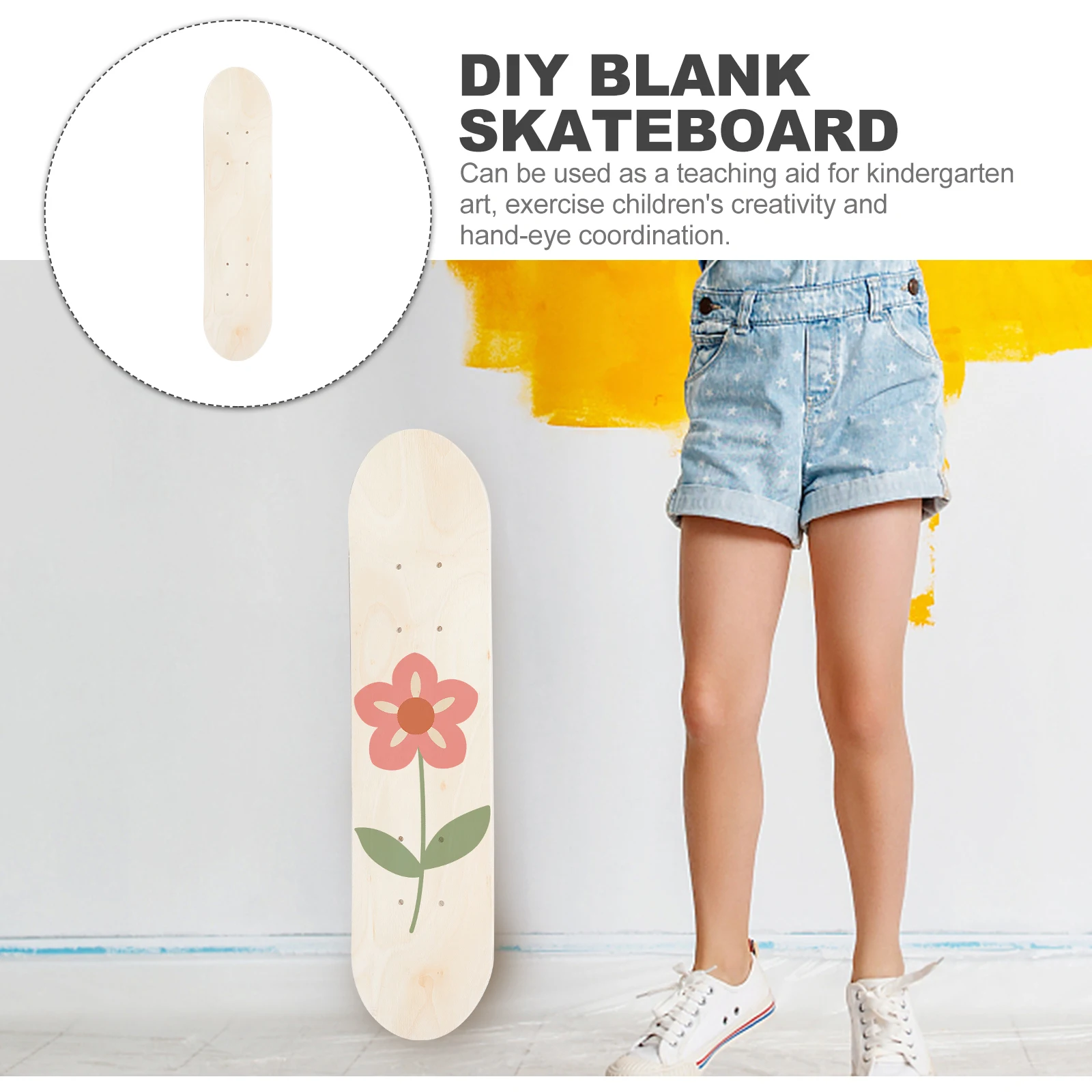

Children Skateboard Drawing Board 60x15cm Diy Paint Your Own Unfinished Decks For Kids Craft Gift