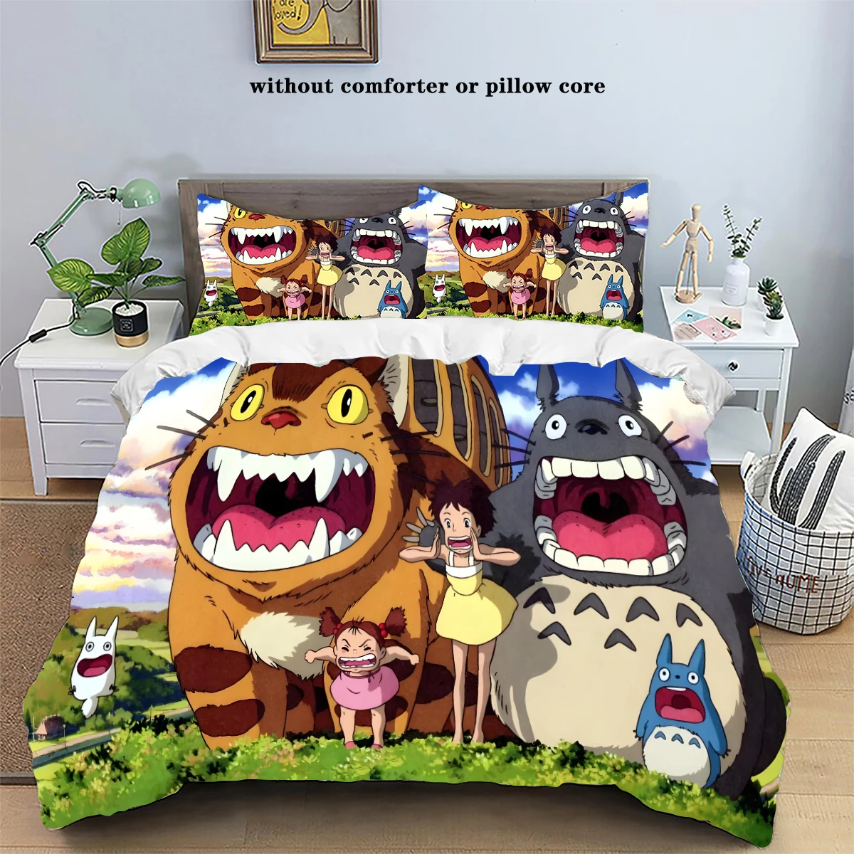 My Neighbor Totoroed Cartoon Anime Totoroed Bedding Set Quilt Duvet Cover Pillowcase Kids Bed Comfortable Bed Set Twin King Size