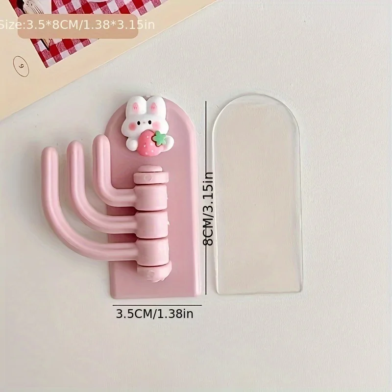 1PC Cute Cartoon Hook Strong Viscosity Multi-function Hooks Household Door Key Hanging Bathroom Towel Hanging Three In One Hook