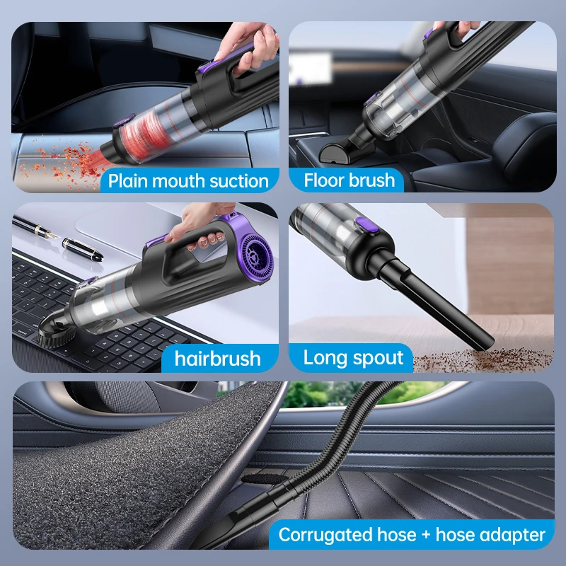 신형 토네이도 차량용 무선 진공 청소기 브러시리스 대형 흡입력 고출력 디지털 디스플레이 휴대용 가정용 차량용 진공 청소기