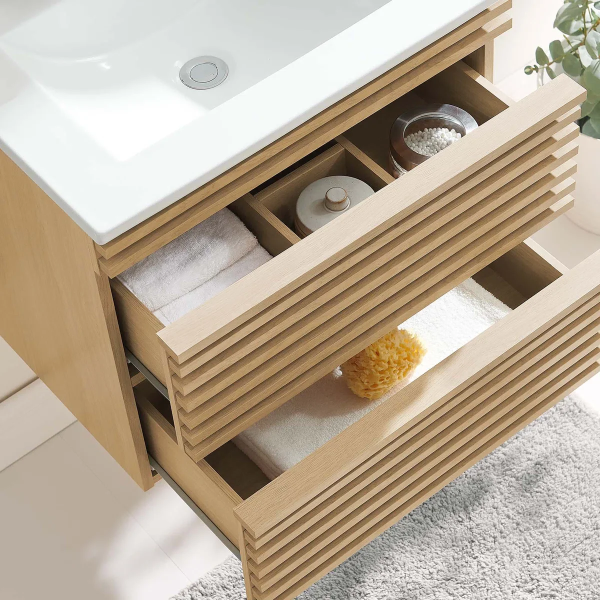 !@Combohome European Modern Minimalist Solid Wood Bathroom Vanity Cabinets Furniture