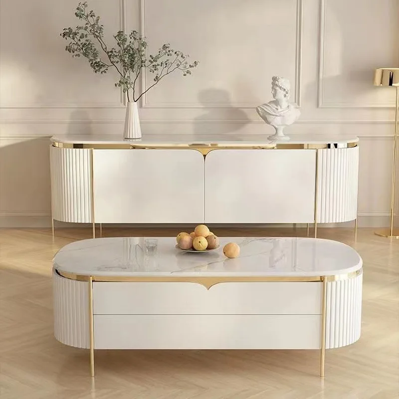 

Italian light luxury slate TV cabinet coffee table combination modern simple living room film and television wall cabinet bedroo