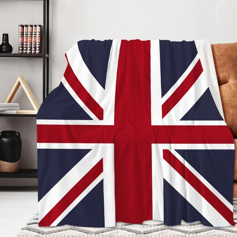 1pcs British Flag Throw Blanket, UK Union Jack Print Soft Flannel, Cozy Patriotic Gift for Couch Bed Sofa Home Decor