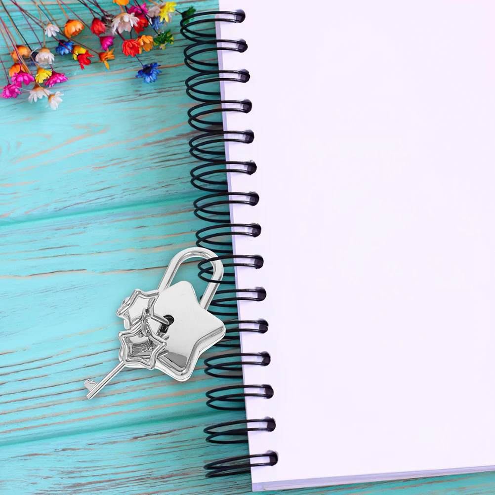

Star Shaped Lock Padlock Accessories for Girls Cute with Key Decorative Silver Alloy