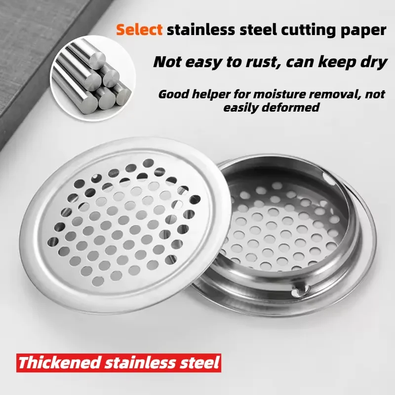 Stainless steel circular mesh cabinet wardrobe ventilation cover, louvered cabinet hole cover ventilation wardrobe grille
