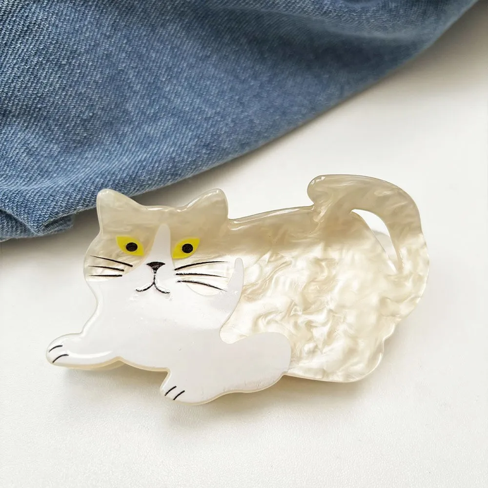 Nieuwe schattige dieren kat kitten haarklauw grote krab haar clip huisdier grijze kat haai clip voor vrouw meisje haarspeld haaraccessoires