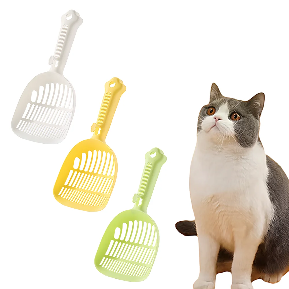 Große Katzenstreuschaufel mit feinen Löchern und langem Griff, Kunststoff-Siebschaufel für Tofu-Klumpstreu, Tierpflege, 1 Stück