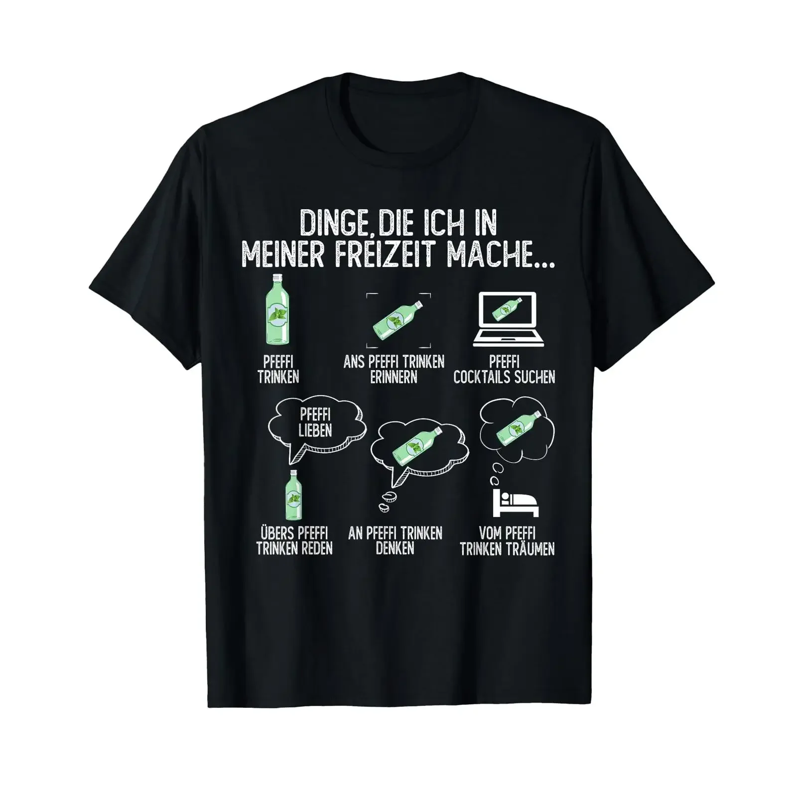 Pfeffi T Shirt with German Text Dinge die ich in meiner Freizeit Mache vintage Washed designer clothes Casual graphic Slightly