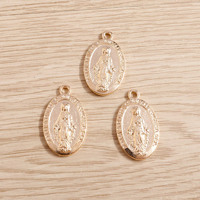 Tusember 10 Stück Legierung Antik Silberfarben Jungfrau Maria Anhänger für Ohrringe Halsketten DIY Schmuckherstellung Handgefertigte Accessoires – Detail 5