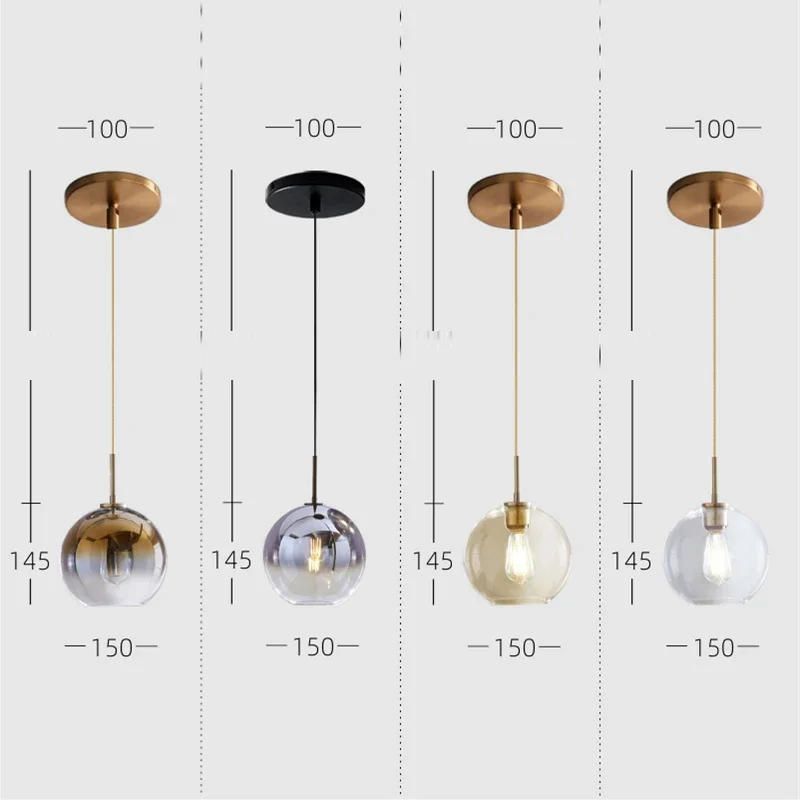 

Modern LED Glass Pendant Lamp LOFT Lighting Bedroom Living Room Dining Room Pendant Lights Ball Nordic HangLamp Kitchen Fixtures